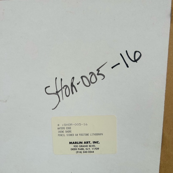 Waters Edge Signed by Irene Shore Framed Nautical Lithograph with Sailboat. - Picture 6 of 7